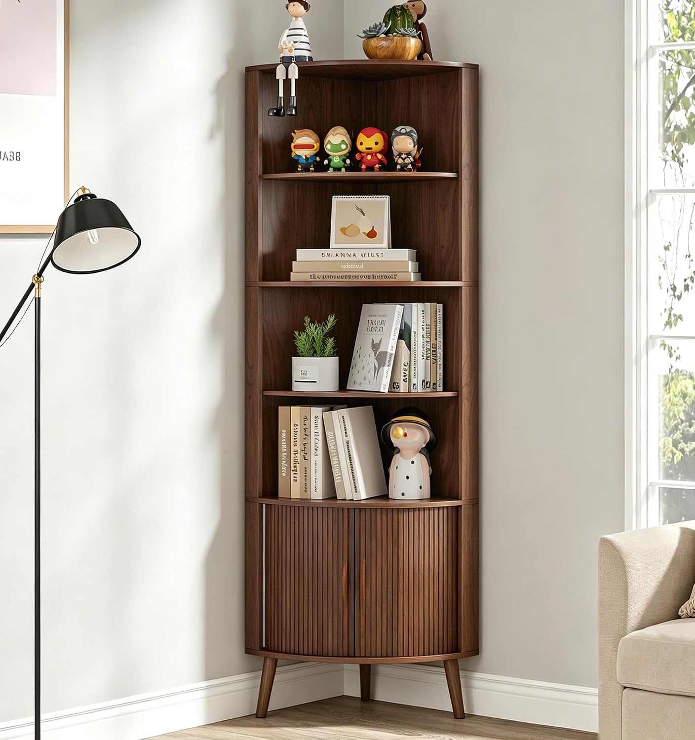 Bookshelf 5 Tier - 5-stöckiges Eckregal, 169 cm Hohes Modernes