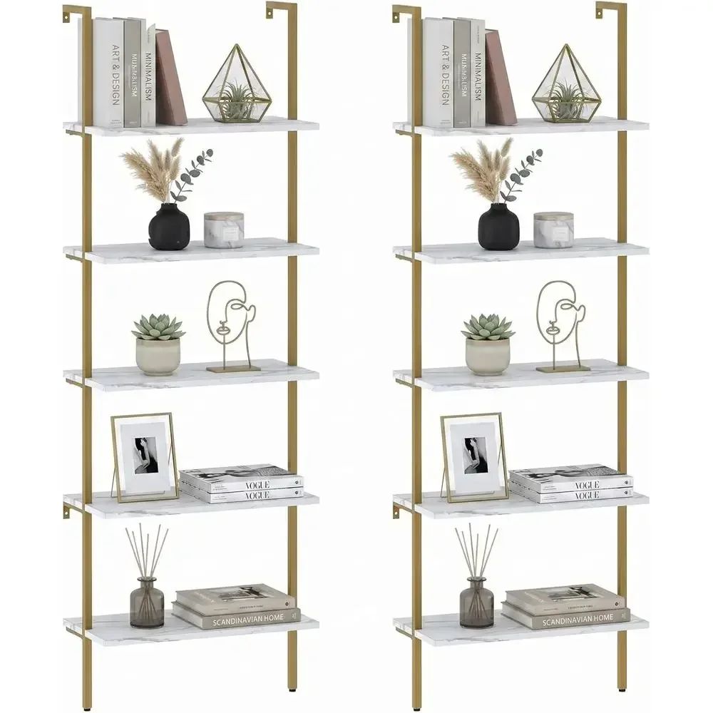 Bookshelf 5 Tier - 5-stöckiges Wandregal aus weißem Marmor und