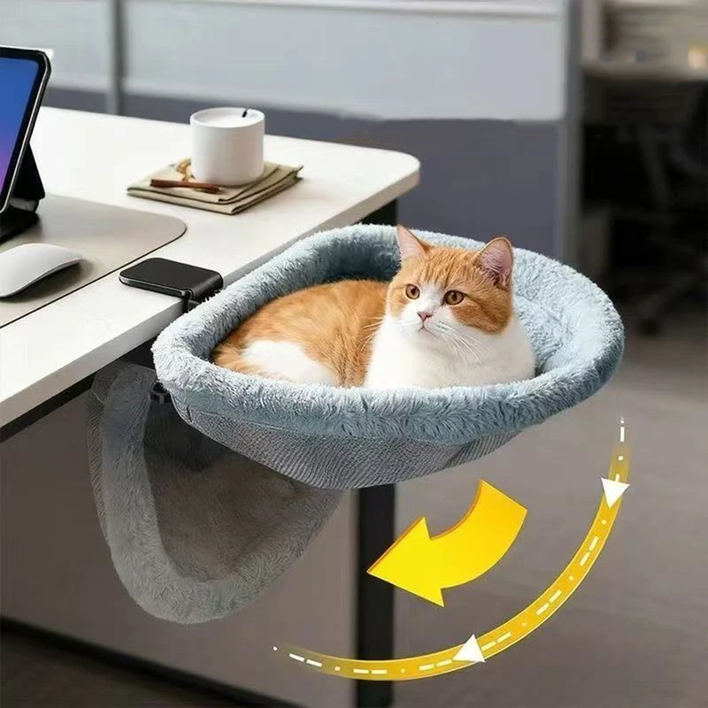 Office Furniture Brand - Ein-Klick-Faltbare Halbrunde Katzen-Schreibtischhängematte, Platzsparendes Versenktes Design