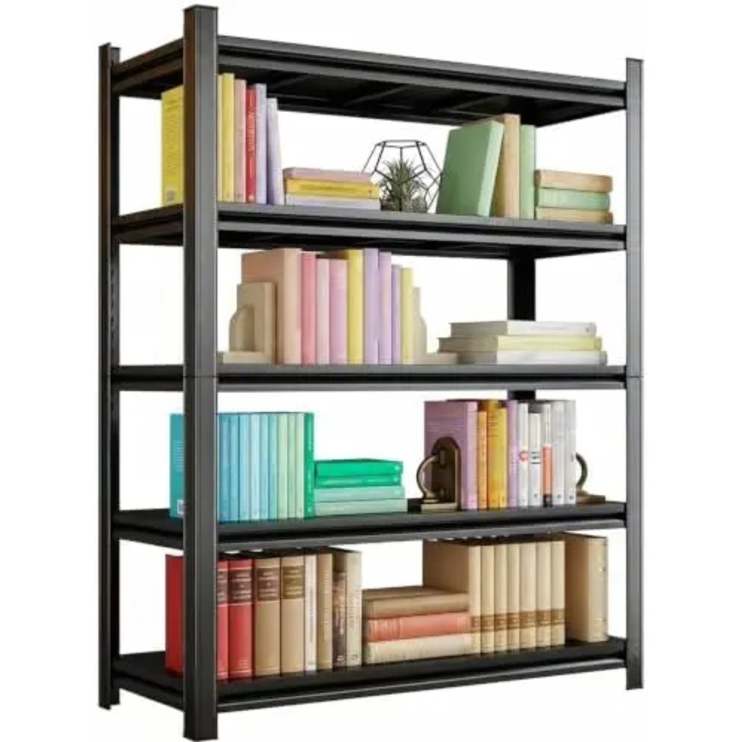 Bookshelf 5 Tier - 5-stöckiges Schwerlast-Bücherregal, 180 cm Hohes Verstellbares