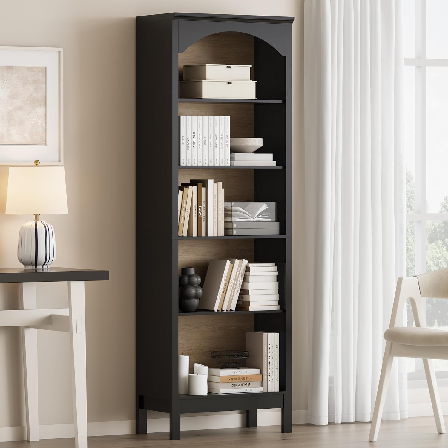 Bookshelf 5 Tier - Bogenförmiges Bücherregal mit 5 Ebenen, 180
