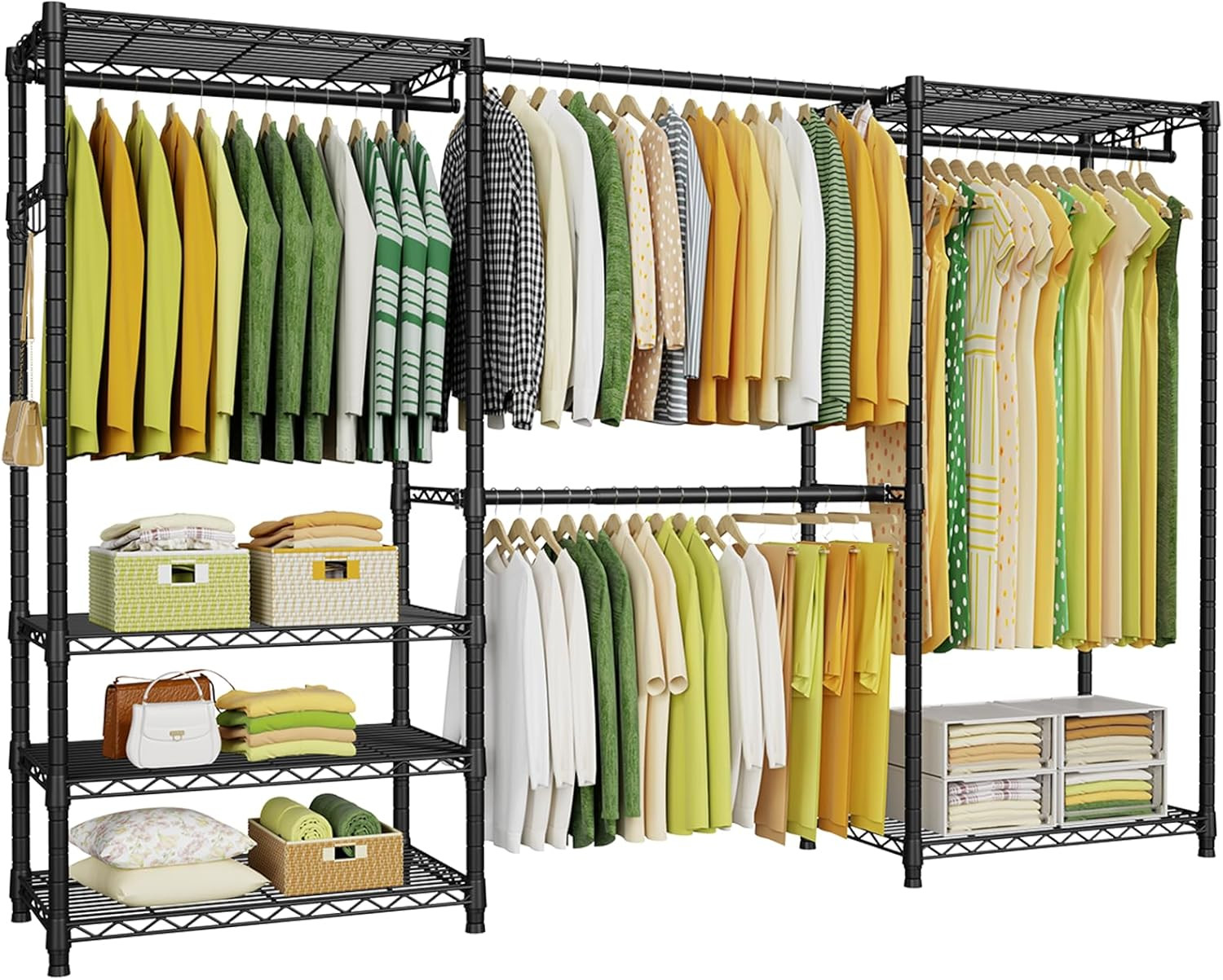 Coat Rack Standing - Robustes Schranksystem, 6-stufiger Kleiderständer mit 4