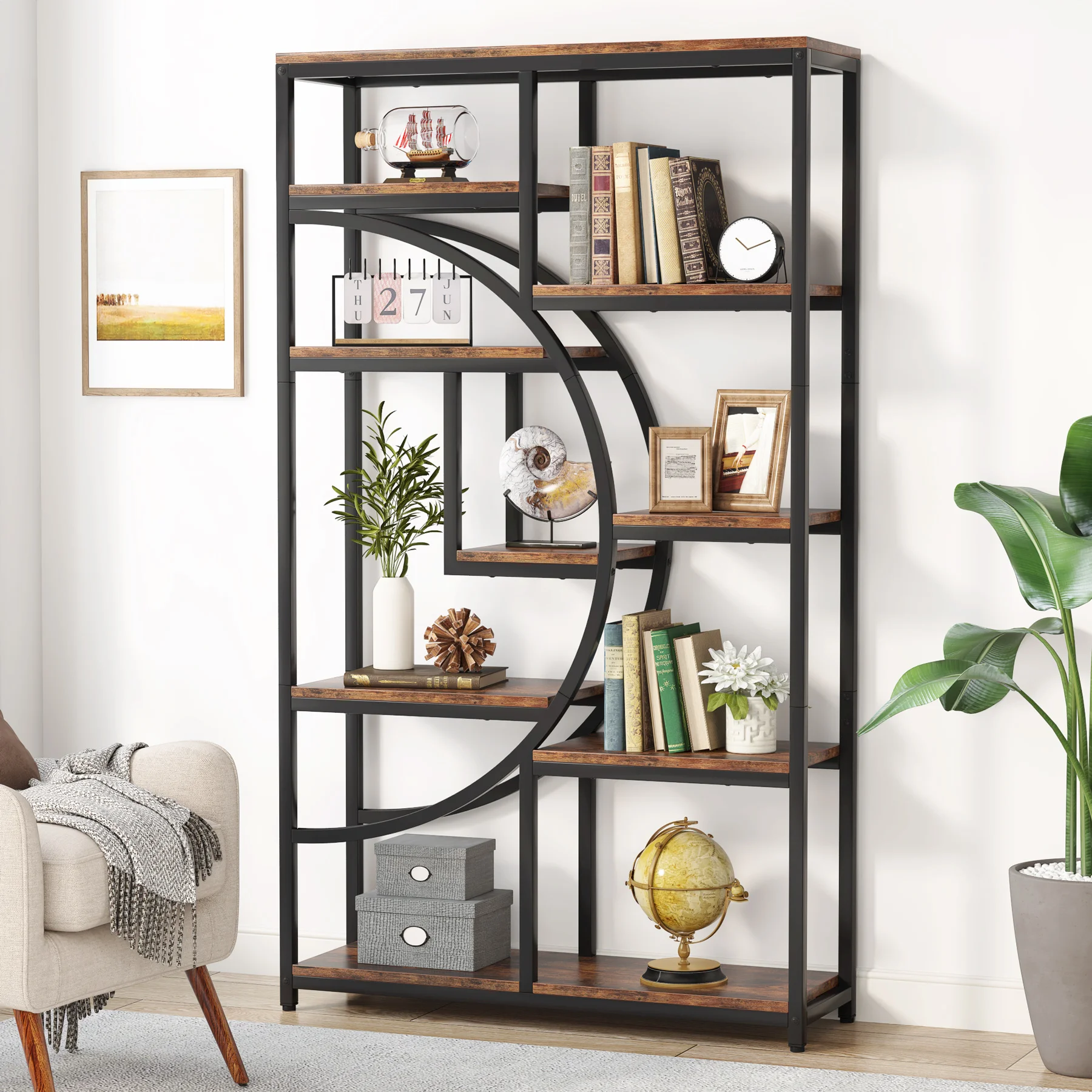 Bookshelf 5 Tier - Tribesigns Bücherregal, industrielles 5-stufiges Etagere-Bücherregal, freistehende