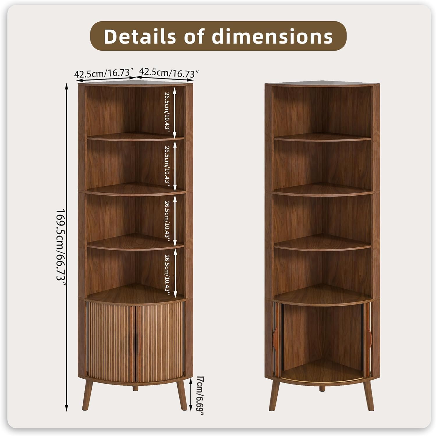 5-stöckiges Eckregal, 169 cm H – Bookshelf 5 Tier Bewertung und Preis