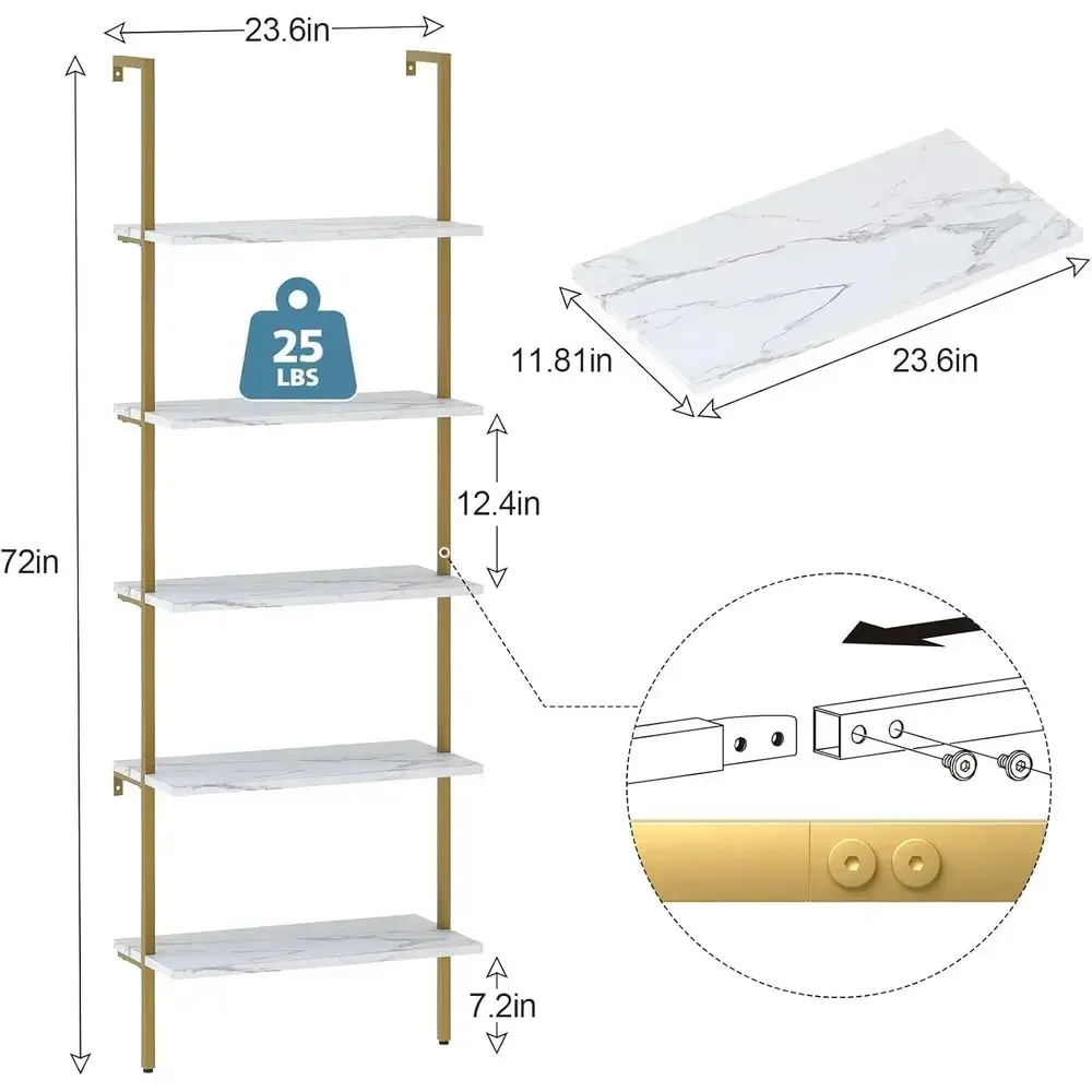 5-stöckiges Wandregal aus weiß – Bookshelf 5 Tier Bewertung und Preis