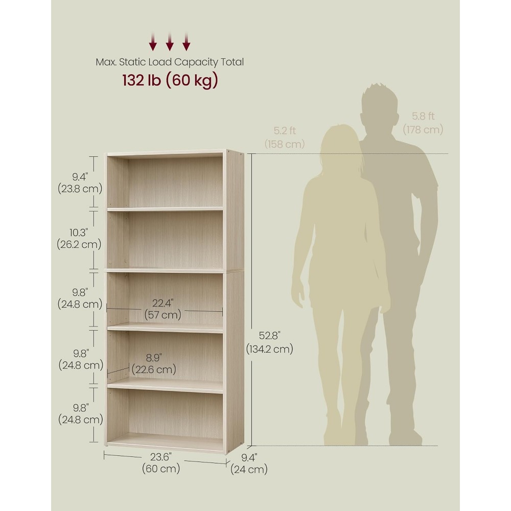 VASAGLE CUSTOS Kollektion - Bü – Bookshelf 5 Tier Bewertung und Preis